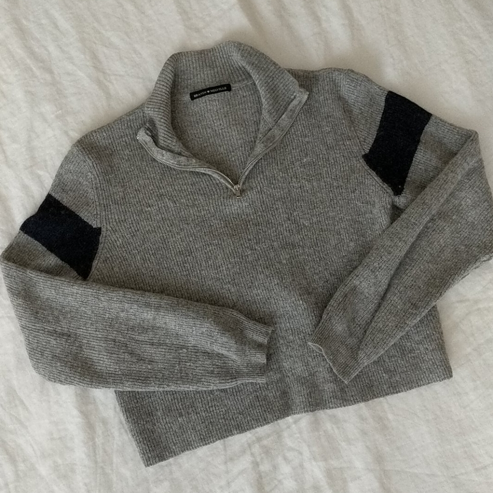 Brandy Melville Half Zip Cropped Sweater